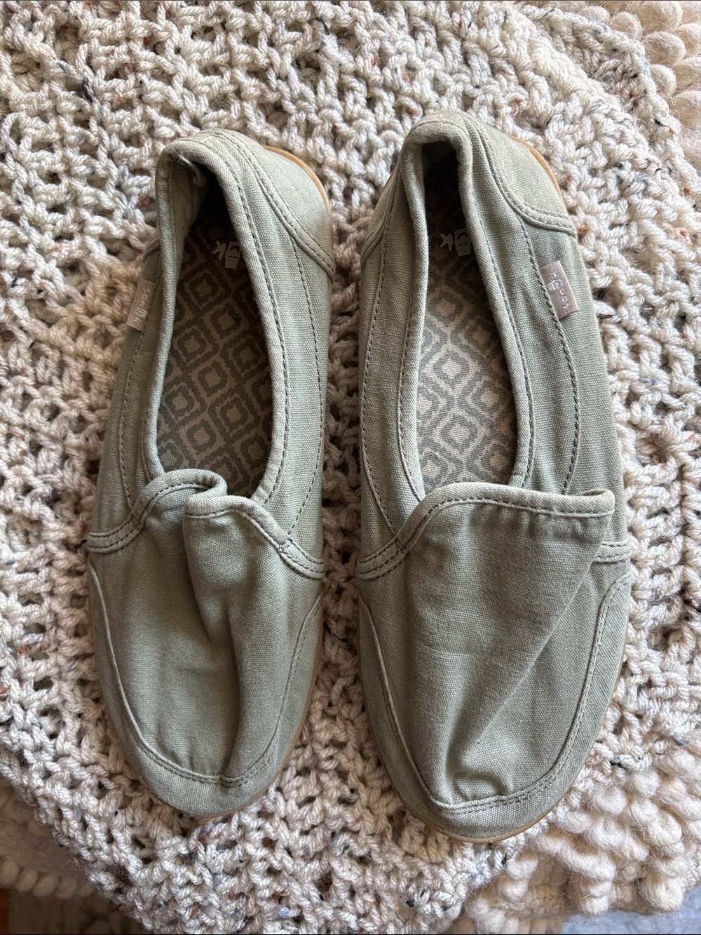 Women’s Sanuk Olive Green Canvas Slip-On Flats